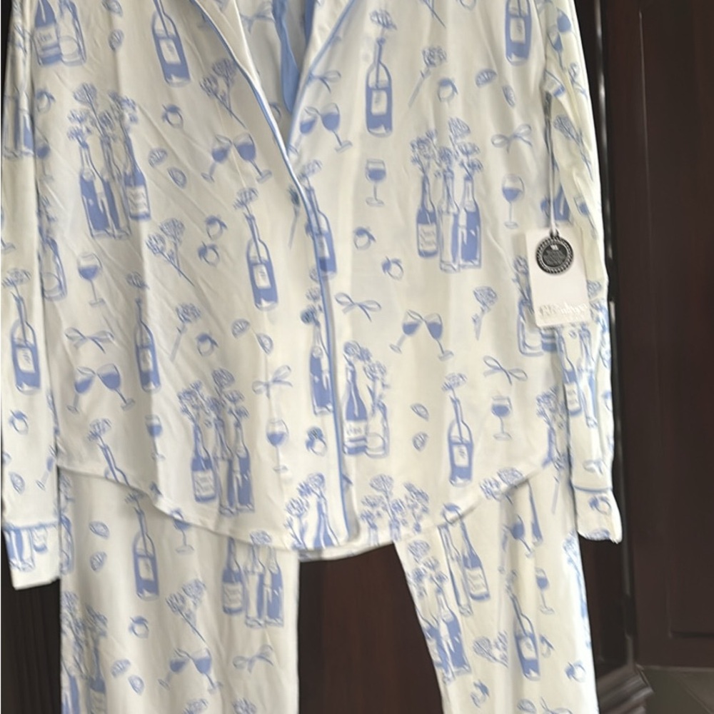 P.J. Salvage Light Blue and White Pajama Set